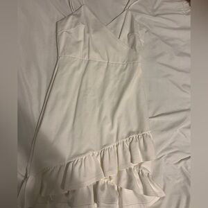 Lulu's White Spaghetti Strap Ruffle Mini Dress